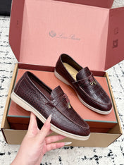 LP 26S SUMMER CHARMS WALK LOAFER IN DARK BROWN CROCODILE CALFSKIN GOLD HARDWARE