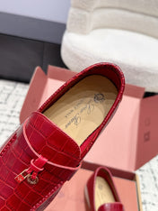 LP 26S SUMMER CHARMS WALK LOAFER IN DARK RED CROCODILE CALFSKIN GOLD HARDWARE