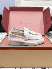 LP 26S SUMMER CHARMS WALK LOAFER IN LIGHT PINK GREY SUEDE GOLD HARDWARE