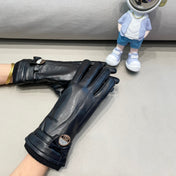 GLOVES ATTACHED BOW IN BLACK LAMBSKIN AND WOOL 429202