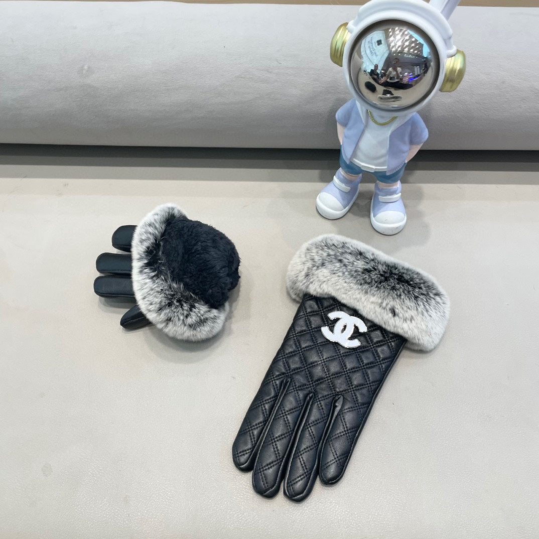 GLOVES IN BLACK LAMBSKIN WITH RABBIT FUR 463793