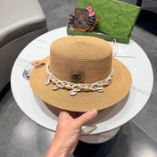GUCCI 26S FLAT BRIM STRAW HAT WITH BOW STYLE 17