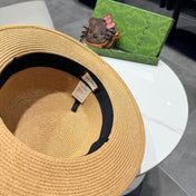 GUCCI 26S FLAT BRIM STRAW HAT WITH BOW STYLE 16