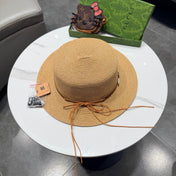 GUCCI 26S FLAT BRIM STRAW HAT WITH BOW STYLE 15