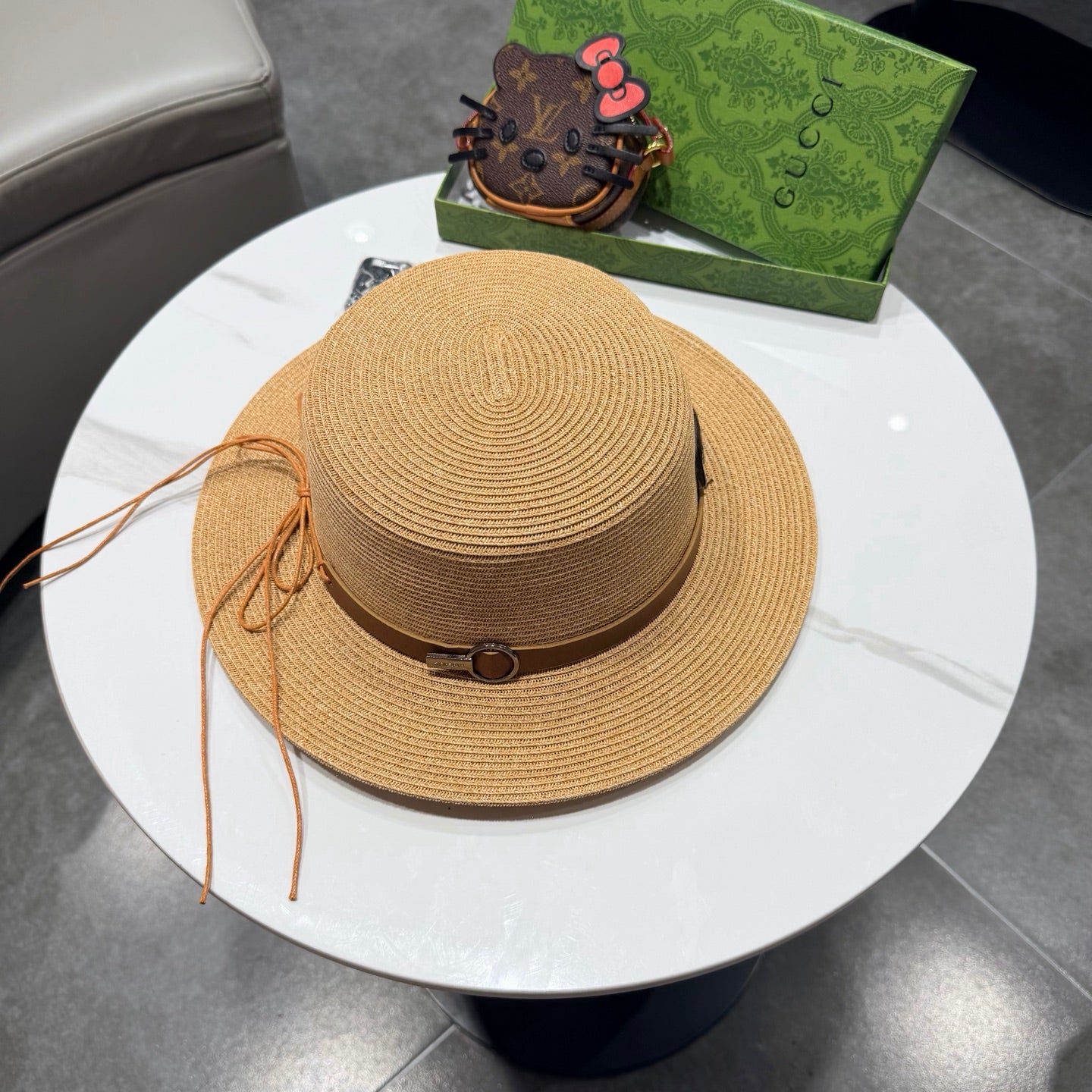 GUCCI 26S FLAT BRIM STRAW HAT WITH BOW STYLE 15