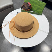 GUCCI 26S FLAT BRIM STRAW HAT WITH BOW STYLE 15