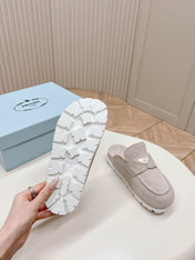 PRA SABOTS MULES LIGHT GRAY SUEDE