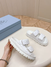 Pra Double Strap Quilted Slide 20 White Calfskin