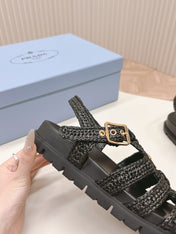 Monolith Crochet Cage Sandals 30 Black