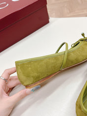 GG BALLET FLAT OLIVE GREEN SUEDE