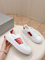 PRA LEATHER LOGO OUTLET SNEAKERS BLACK AND CHERRY CALFSKIN