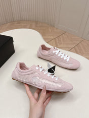 PRADA 26S CLASSIC SNEAKERS IN PINK SUEDE AND MESH
