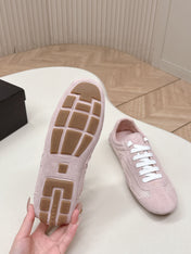 PRADA 26S CLASSIC SNEAKERS IN PINK SUEDE AND MESH