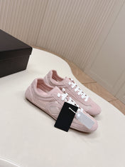 PRADA 26S CLASSIC SNEAKERS IN PINK SUEDE AND MESH