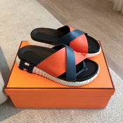 INFRA SANDAL BLACK MIX ORANGE CALFSKIN