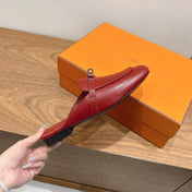 HM 26S KELLY MULE IN DARK RED CALFSKIN SILVER HARDWARE