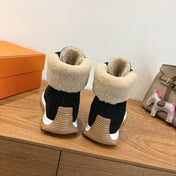 HM 26S FUR-LINED HIGH TOP SNEAKERS IN BLACK SUEDE