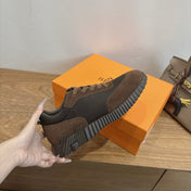 HM 26S BOUNCE SNEAKERS IN DARK BROWN SUEDE AND FABRIC