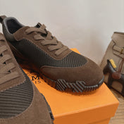 HM 26S BOUNCE SNEAKERS IN DARK BROWN SUEDE AND FABRIC