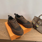 HM 26S BOUNCE SNEAKERS IN DARK BROWN SUEDE AND FABRIC