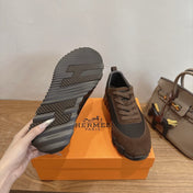 HM 26S BOUNCE SNEAKERS IN DARK BROWN SUEDE AND FABRIC