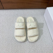 CELINE 26S TWO-STRAP SANDALS IN WHITE WOOL