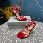 VELVET IDA SANDAL 10 CM CHERRY RED