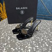 BALMAIN 26S HIGH-HEELED SANDALS 95 MM IN BLACK CALFSKIN STYLE 5