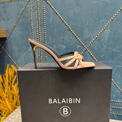 BALMAIN 26S HIGH-HEELED SANDALS 95 MM IN LIGHT PEACHY PINK CALFSKIN STYLE 2