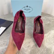 PRADA 25S HIGH HEELS 75 MM IN DARK RED SUEDE
