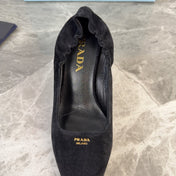 PRADA 25S HIGH HEELS 75 MM IN BLACK SUEDE