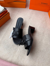 HIGH MULES IN BLACK CALFSKIN