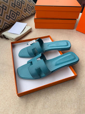 0RAN SANDALS IN SAPPHIRE BLUE CALFSKIN