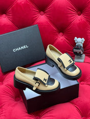 CC MOCCASIN LOAFER IN YELLOW CREAM MIX BLACK LAMBSKIN