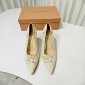 GIANVITO ROSSI 26S HIGH HEELS 85 MM IN BEIGE LACE FABRIC