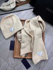 SET SCARF AND HAT IN BISQUE BEIGE WOOL AND RABBIT FUR 397405