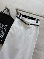 Loewe 25 Belt Skirt White Cotton