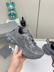 XL FISHNET SNEAKER IN GRAY MESH, POLYURETHANE, POLYESTER WITH RHINESTONES