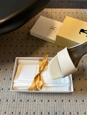 THE ROW 26S SQUARE TOE SLIDE SANDALS 50MM IN WHITE CALFSKIN
