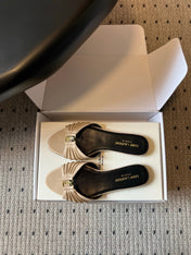 YSL 26S BABYLONE FLAT MULES IN BEIGE LAMBSKIN