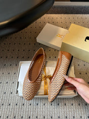 THE ROW 26S BALLET FLATS IN BROWN MESH