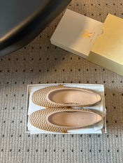 THE ROW 26S BALLET FLATS IN NUDE BEIGE MESH