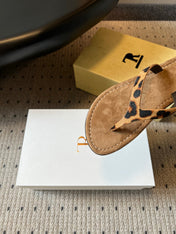 THE ROW 26S THONG SANDALS IN BROWN SPOTTED CALF HAIR AND SUEDE