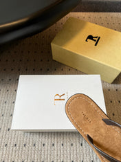 THE ROW 26S THONG SANDALS IN DARK BROWN CALFSKIN AND SUEDE