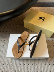 THE ROW 26S THONG SANDALS IN DARK BROWN CALFSKIN AND SUEDE