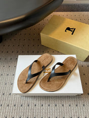 THE ROW 26S THONG SANDALS IN BLACK CALFSKIN AND SUEDE