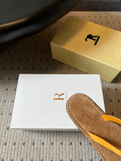 THE ROW 26S THONG SANDALS IN MUSTARD YELLOW SUEDE