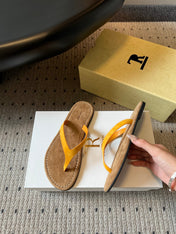 THE ROW 26S THONG SANDALS IN MUSTARD YELLOW SUEDE