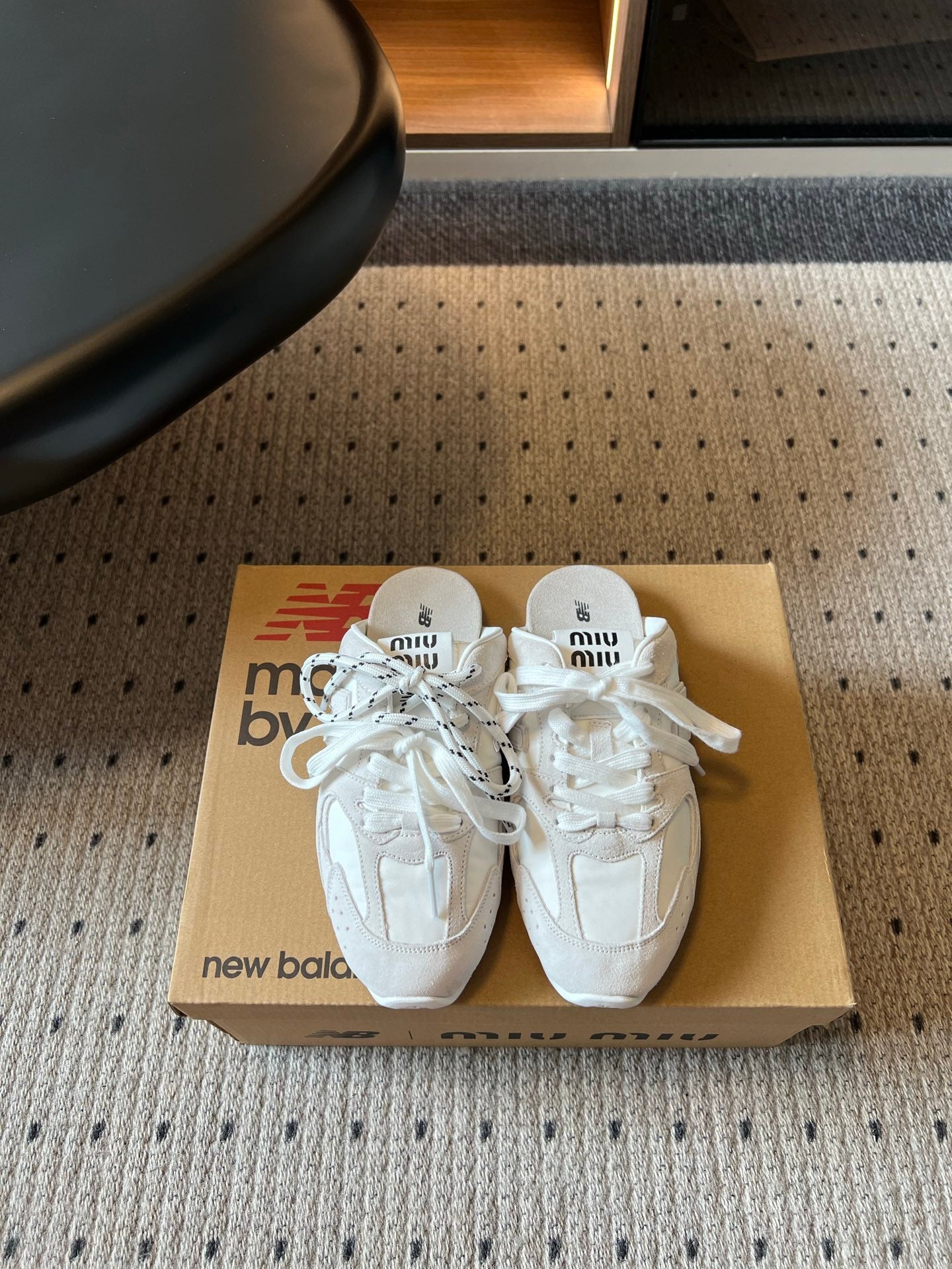 MIUMIU 26S SNEAKER MULES IN WHITE SUEDE MIX FABRIC