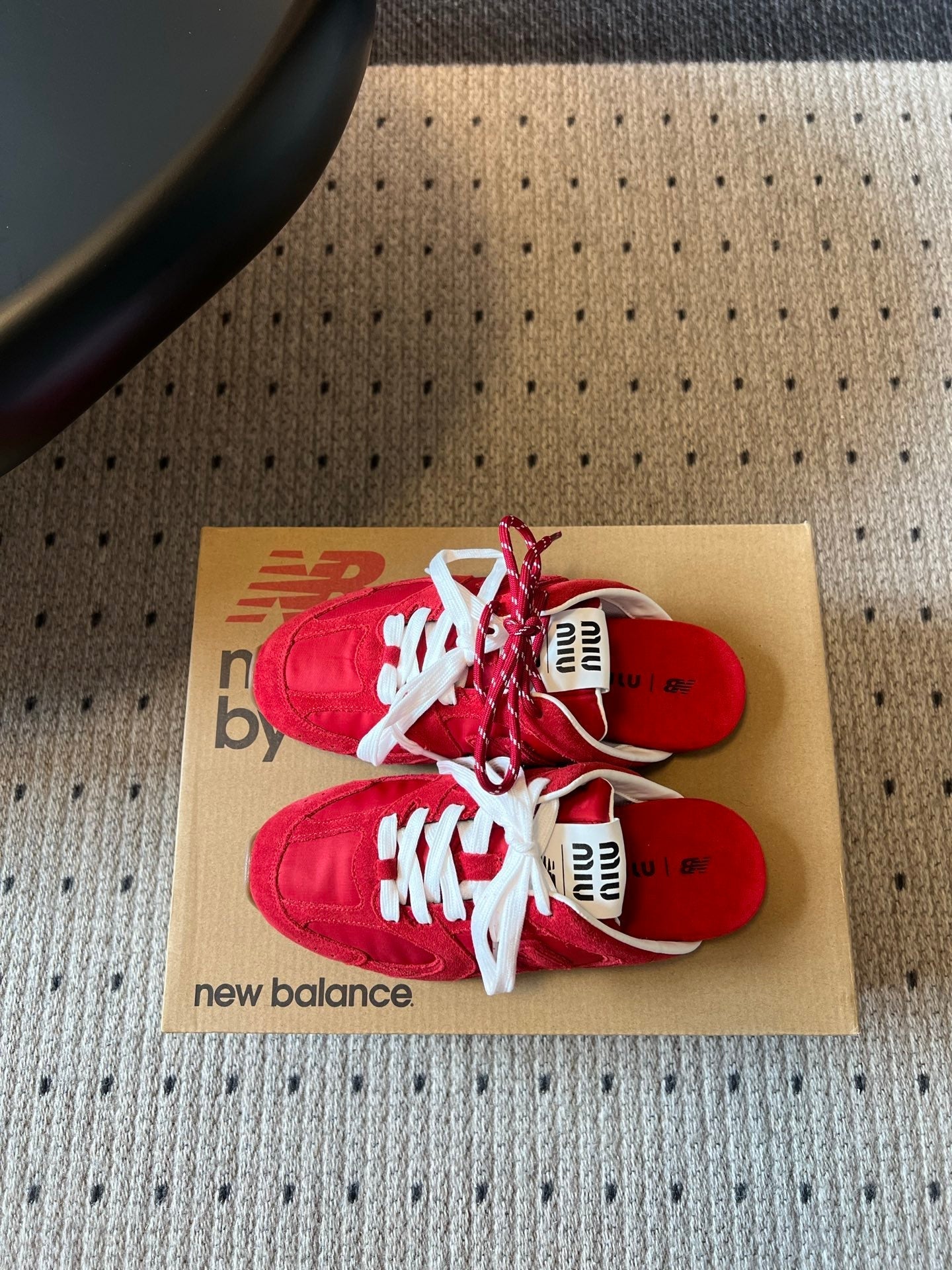 MIUMIU 26S SNEAKER MULES IN RED SUEDE MIX FABRIC